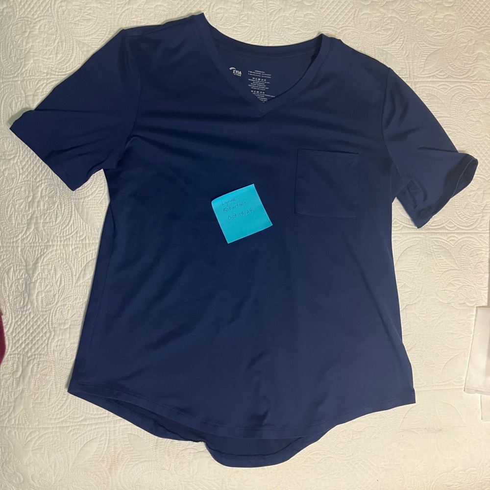 Zyia Navy Go To V neck tee